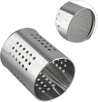 FABULETTA Stainless Steel Utensil Holder for Kitchen Countertop, Cutlery Drainer Rack with Drain Hole, Rust-Resistant Vertical Organizer Stand for Spoons and(Silver Small)