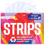 STRIPS Laundry Detergent Sheets Unscented (30ct, 60 loads) Fragrance Free Eco Liquidless Soap, Travel-Friendly, Dissolves in Hot & Cold, Hypoallergenic, Tackles Tough Stains & Odors