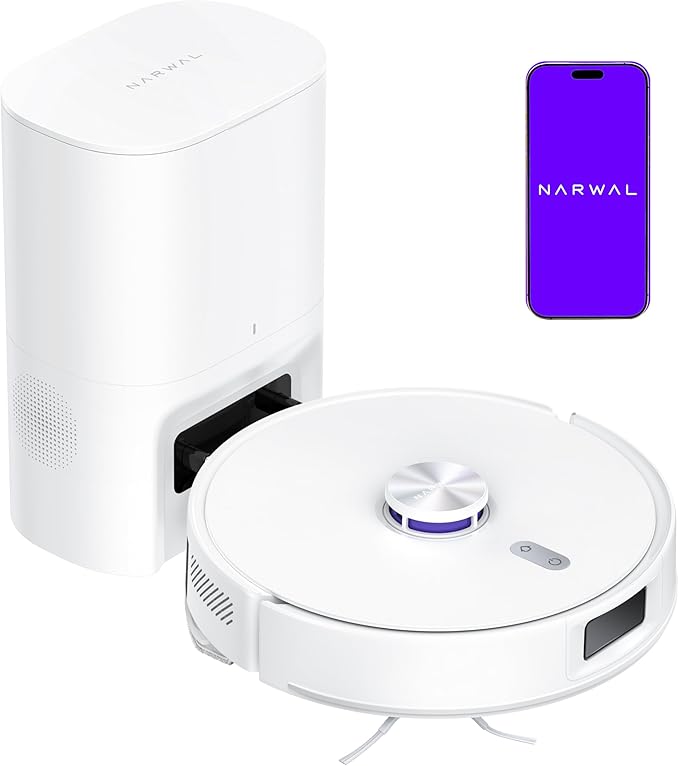 NARWAL Freo S Robot Vacuum and Mop Combo, 8000Pa Suction, 180 Days Hands Free, Self-Emptying Base, LDS Navigation, Obstacle Avoidance, Robot Vacuum Cleaner for Pet Hair & Hard Floors