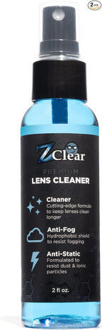 Zclear 2 oz EyeGlasses Cleaner + Micro Fiber Cleaning Cloth: Anti Fog Spray for Eye Glasses, Eye Glasses Cleaner Spray | Long Lasting | Made in USA- 1-2oz spray + Micro Fiber