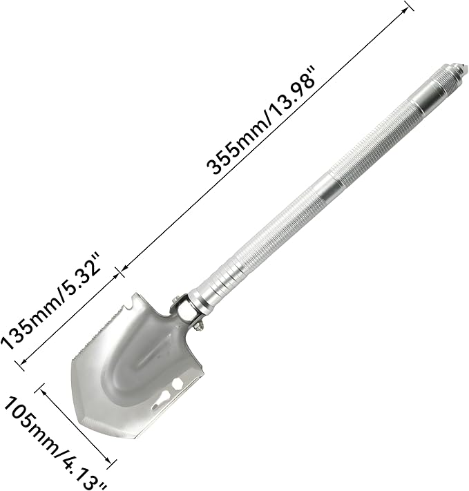 HFS(R) Folding Shovel Multi-Functional Camping Survival Tool with Carrying Bag for Digging, Trenching, Hiking, Gardening, Emergency, Outdoor Activities