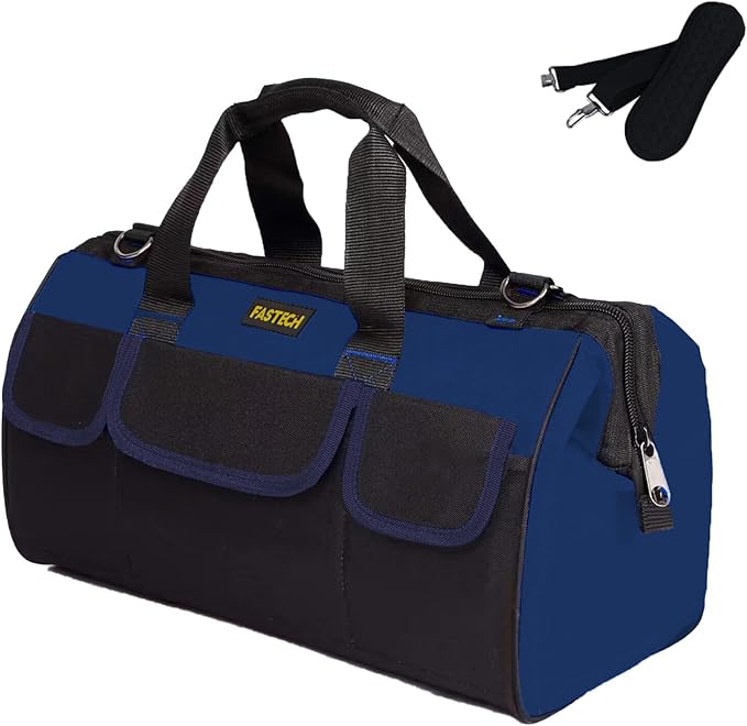 FASTECH 22 Inch Heavy Duty Tools Bag With Wide Mouth for Tool Storage, Carrier and Organizer, Tool Bag for Men/Women, Wide Mouth Tote Bag With Inside Pockets (22 Inch)
