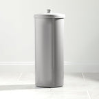 iDesign Freestanding Bathroom Toilet Paper Storage Holder with Lid for 3 Extra Rolls, 2-Pack, Silver