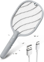 Electric Fly Swatter, 3800V Handheld Bug Zapper Racket, Type-C Rechargeable, Mosquito Zapper for Indoor Outdoor, 3-Layer Safety Mesh, Easy to Use, Lightweight (Basic 1 Pack)