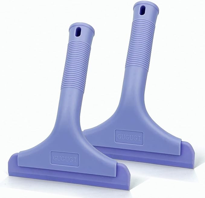 Super Flexible Silicone Squeegee, Auto Water Blade, Water Wiper, Shower Squeegee, 5.9'' Blade and 7.5'' Long Handle, for Car Windshield, Window, Mirror, Glass Door, Purple