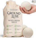 GroundLuxe Premium New Zealand Wool Dryer Balls - 6-Pack, 100% Organic, Hand-Felted, Reusable, Reduce Drying Time - Natural Fabric Softening, Wrinkle & Static Reduction