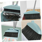 PRETYZOOM Long Handle Broom and Dustpan Non Stick Hair Cleaning Accessories for Home Kitchen Office Floor Sweeping Lightweight and Two Combo in Light Blue