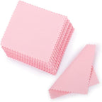 SEVENWELL 50pcs Jewelry Cleaning Cloth Pink Polishing Cloth for Sterling Silver Gold Platinum Small Silver Polish 8x8cm