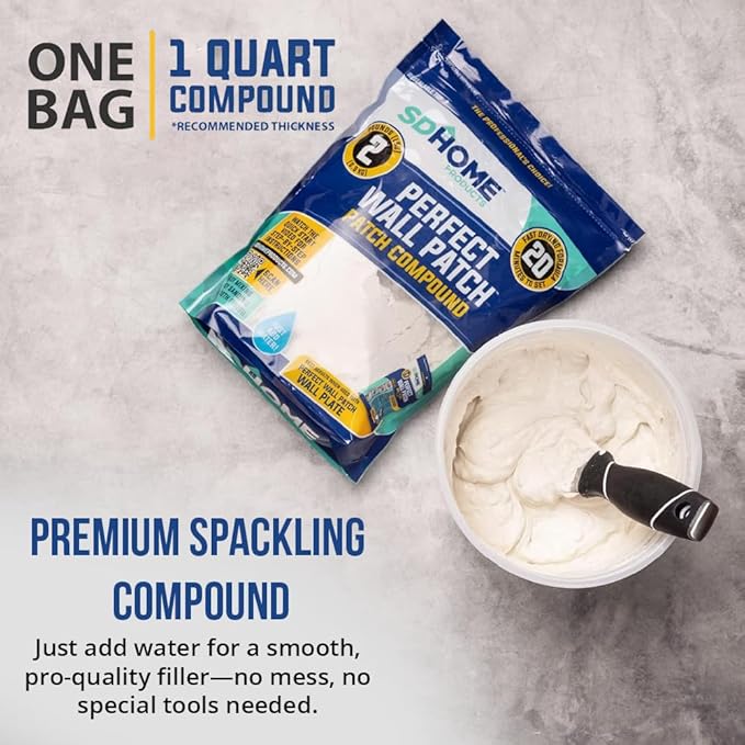 Drywall Repair Compound by SD Home, Fast-Drying Spackle Filler for Holes, Cracks & Wall Damage, Mix-As-Needed Dry Compound Putty, 2 lb. Resealable Bag, Perfect Drywall Hole Patch Solution