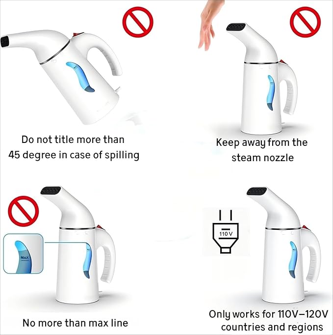 Handheld Garment Steamer for Clothes, Portable Clothes Steamer Remove Wrinkle, 180ml Water Tank, 12 minutes Continuous Steam, 2.3 meter Cord, Ideal for ALL Fabrics, One button Design (Light White)