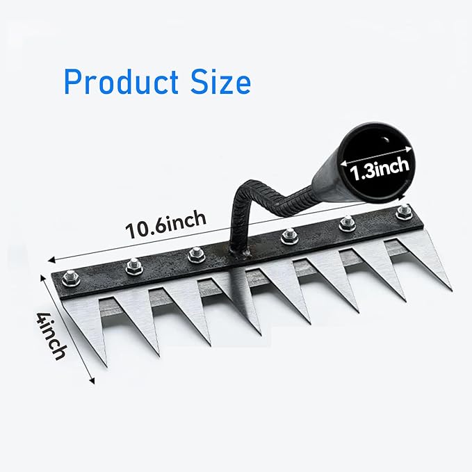 2025 Iron Weeding Rake 2.0,Iron Rake for Gardening and Weedings, Heavy Duty Gardening Hand Weed Puller Tools,Carbon Steel Hand Weeding Rakes for Lawn Care, 8-Teeth Weeding Tool for Yard