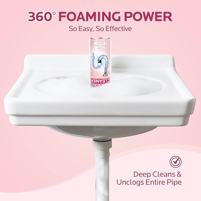 Foaming Drain Cleaner Clog Remover: Sink Cleaner Pipe Clogged Opener for Kitchen Bathroom Toilet Tubs and Showers (2 Pack)