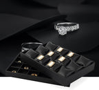 Oirlv Black Premium Leather 24 Grid Stackable Jewelry Insert Tray for Rings Organizer and Display