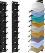 2 Pack Hat Organizer for Baseball Caps,Hat Rack for Wall with Strong Adhesive Hold up to 18 Hats，Over The Door Organizer for Closet Door and Bedroom (Black)