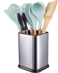 RedCall Stainless Steel Kitchen Utensil Holder for Countertop, Spoon Spatula Organizer,Modern Rectangular Large Cooking Utensil Caddy Counter,Utensil Crock Silver