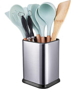 RedCall Stainless Steel Kitchen Utensil Holder for Countertop, Spoon Spatula Organizer,Modern Rectangular Large Cooking Utensil Caddy Counter,Utensil Crock Silver