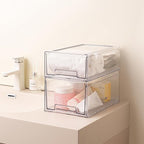 6 Pack Stackable Pull-Out Storage Drawers，Plastic Clear Organizer Bins with Handles，Easily Clean for Craft, and Toy Organization，Kitchen Undersink，Cabinet，Fridge，Closet，Pantry，Office，Bathroom