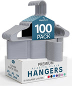 Utopia Home Plastic Hangers 100 Pack - Perfect Space Saving Clothes Hanger - Durable and Strong - Perfect Closet Organizers with Shoulder Grooves (Grey)