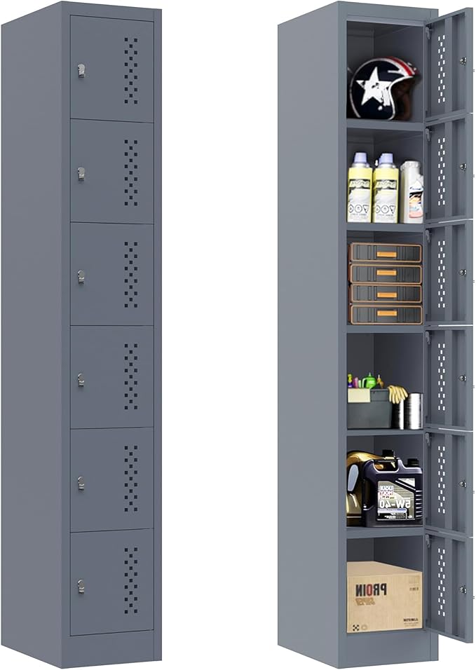KAER Metal Lockers - 71" Height Steel Lockers for Employees with 6 Door Storage Locker for Employees Gym School Home Office Garage - Assembly Required