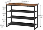 HOOBRO Shoe Rack, 4 Tier Shoe Storage Organizer with 3 Oxford Fabric Shelves and Top Panel, Holds 12-16 Pairs of Shoes for Entryway and Closet, Industrial, Rustic Brown BF47XJ01G1