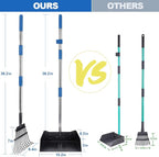 QiMH Upgraded Dog Pooper Scooper Extra Large, Adjustable Long Handle Stainless Metal Pet Poop Tray and Rake Set for Large Medium Small Dogs, Dog Waste Removal Bin Rake, Great for Grass, Street, Gravel