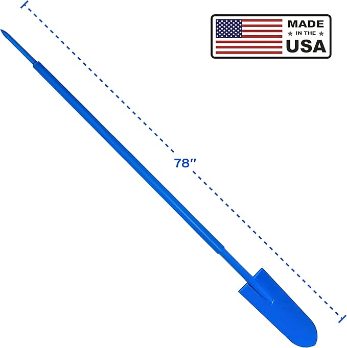 Sharpshooter Spade Shovel 78 Inch Drain Spade Trenching Shovel + Steel Digging Bar- Weighted Long Handle Sharp Shooter with Hardened Chromoly 15 Inch Head