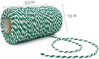 Cotton Twine Green and White Baker String 2mm Thick 328 Feet Christmas Twine for Gift Wrapping DIY Crafts Home Decoration Gardening