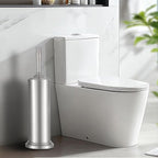 Stain Nickel Toilet Brush and Holder Set, Stainless Steel Toilet Brush for Bathroom,Heavy Duty Silver Toilet Bowl Brush,Deep Cleaning Modern Toilet Cleaner Brush -Space Saving, Covered Brush