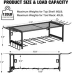 Lisgicabin Power Tool Organizer Wall Mount, Heavy Duty Drill Storage Rack with 4 Drill Holders and Drill Bit Rack, Efficient Drill Storage for Garage, Tool Room, and Workshop，2layer-Black