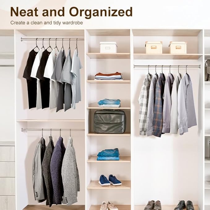 HOUSE DAY Black Plastic Hangers 50 Pack, Plastic Clothes Hangers with Built-in Hooks, Durable and Strong Plastic Coat Hangers for Closet, Space Saving Clothing Hanger for Shirts, Coats, Skirt, Dress