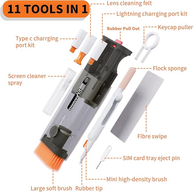 Keyboard Cleaning Kit All in 1 Keyboard Cleaner,Laptop Computer Screen Cleaning Brush, Cleaning Pen for Airpods, Gaming PC Accessories Electronics Clean Tool,Cleaning Kit for iPhone/iPad/Monitor