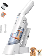 Aspiron Cordless Handheld Vacuum, 24KPA Powerful Car Vacuum, Rechargeable, Charging Dock, Ergonomic Handle, 2-in-1 Crevice Tool, 1.8lb Portable Vacuum Cleaner with 2-Speed for Car, Home, White