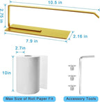 Paper Towel Holder Gold, Magnetic Paper Towel Holder for Fridge, Toilet Paper Roll Holder Magnet Paper Towel Rack Wall Mount Fridge Organizer for Golden Bathroom Kitchen Dorm Room RV Essentials, 2Pack