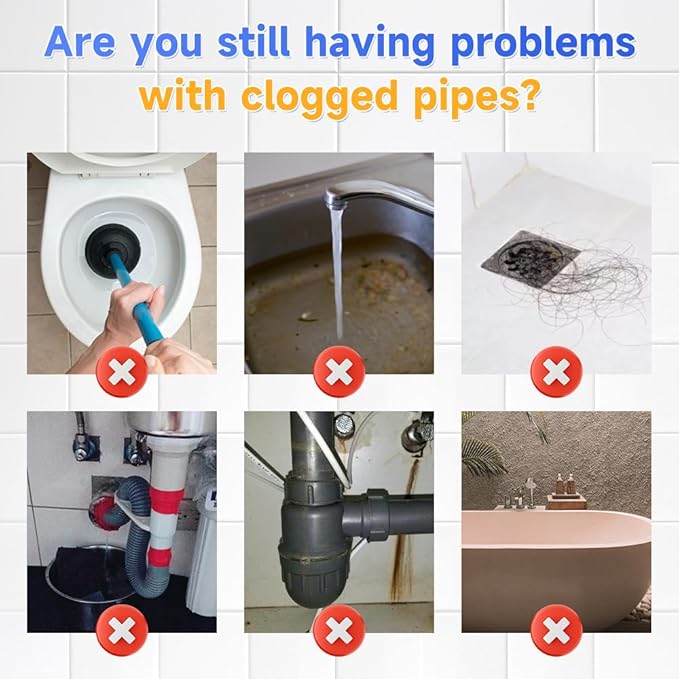 2025 New Sink Drain Cleaner, Upgraded Sink and Drain Cleaner, Powerful Pipe Unclogging Agent Cleaner for Kitchen Toilet and Pipes Cleaning Tool (2PCS)