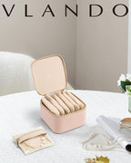 Vlando Jewelry Travel Case,Travel Jewelry Organizer with Clear Velvet Jewelry Bags 6Pcs Zipper Pouch for Women Gift Ideas for Birthday Wedding Graduation-Khaki