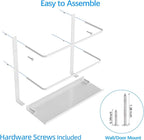 2 Pack Kitchen Wrap Organizer Door Mount, Aluminum Foil Holder Cabinet Door Organizer Cabinet Storage Basket for Kitchen Wrap/Food Bag Storage, White