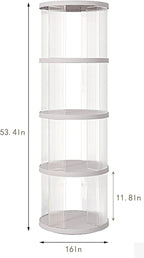 4 Tier Rotating Bookshelf Tower,360 Display Rotating Bookshelf,53.4 inch High Small Space Revolving Bookcase, Home Office Spinning Bookshelf Tower(Round, White)