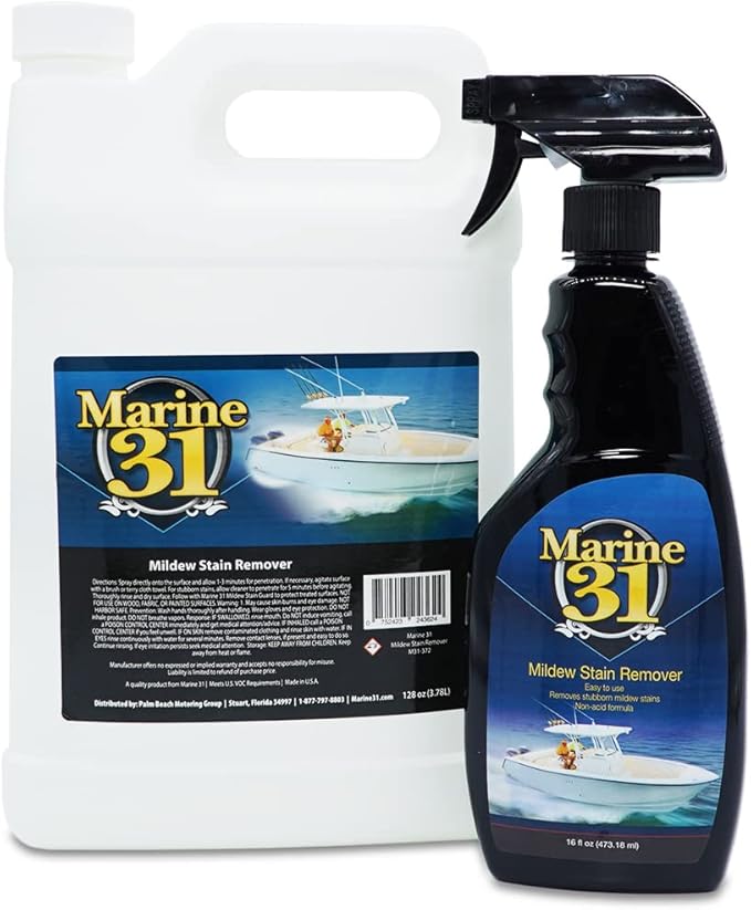 Marine 31 Mildew Stain Remover & Cleaner - Marine & Boat, Home & Patio, Bathroom & Shower Cleaner (16oz & Gallon Combo)