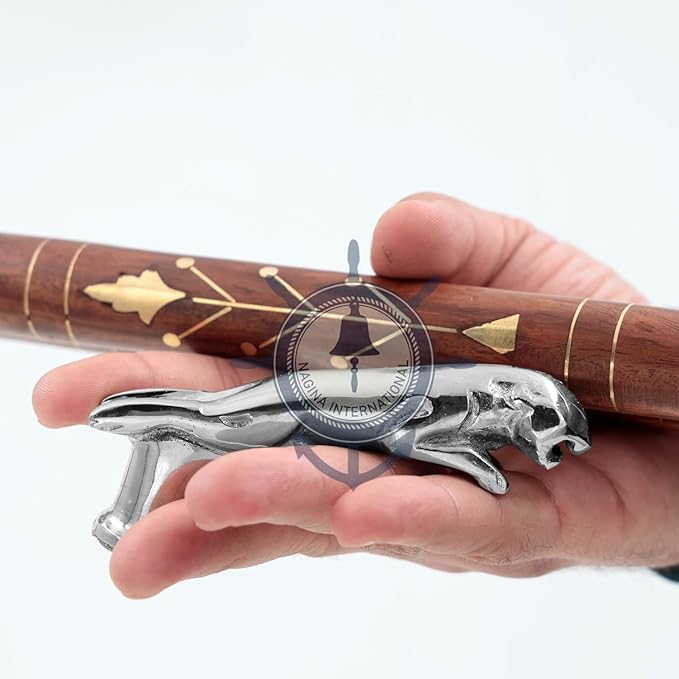 Deluxe Walking Sticks | Rosewood Crafted Cane with Solid Brass Chrome Decorative Bars | Nagina International