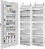 HOMELUX THEORY UPGRADED Over The Door Organizer Hanging - 100D EXTRA THICK & 50lbs HUGE CAPACITY 6 Large Front & 12 Side Pockets, Over The Door Shoe Organizer, Hanging Closet Organizer (LightGray 2pc)