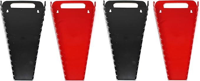 15-Tool Gripper Wrench Organizer Tray Kit - 2 Plastic Portable Gripper Tray Holders… (4 Piece Kit, Black & Red)