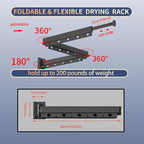 Clothes Drying Rack, Laundry Drying Rack Wall Mount for Bathroom, Retractable and Foldable Clothes Rack for Indoor, Space Saver for Laundry Room, Balcony, Closet, Bedroom(3-Fold), Black