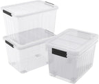 70 Quart Large Storage Bin with Wheels, Clear Plastic Storage Bins with Lids, 4-Pack