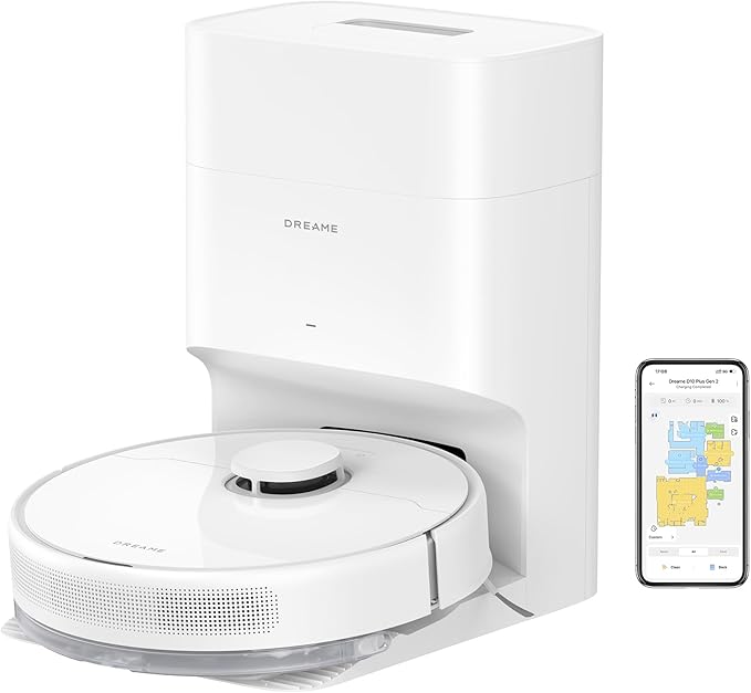 DREAME C20 Plus Robot Vacuum, 90 Days Self-Emptying Robot Vacuum and Mop Combo, 6000Pa Suction Robotic Vacuum, LiDAR Navigation, APP/Voice Control, Robot Vacuum Cleaner for Pet Hair/Carpet/Hard Floor