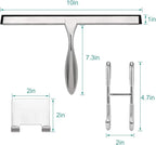 Shower Squeegee for Glass Doors,10-Inch Shower Glass Squeegee, Sliver Shower Squeegee for Shower Doors,Mirror,Windows, with Shower Door Hook and Adhesive Hook