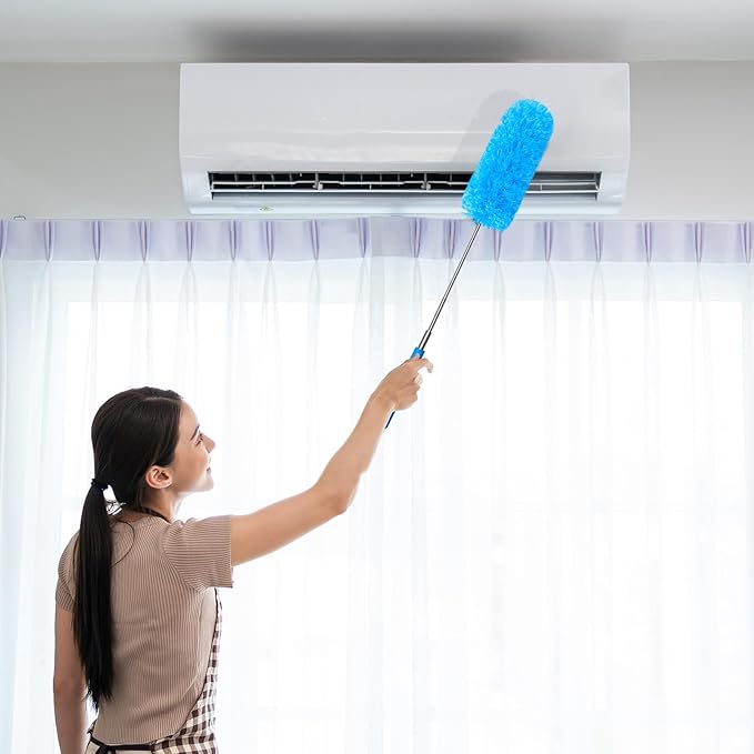 Tanlade 12 Pcs Microfiber Feather Duster for Cleaning 13-31 Inch Extendable Cobweb Dusters Ceiling Fan Duster Washable Bendable Tool for Office Car Window Furniture (Stylish Color)