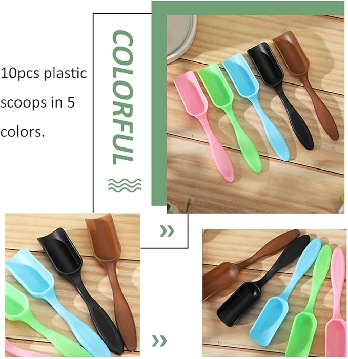 10Pcs Colorful Plastic Mini Gardening Shovel Spoons Soil Scoops, Succulent Sand Scoops/Cultivation Digging Transplanting Tools for Succulents Potted Flowers (Multicolor)