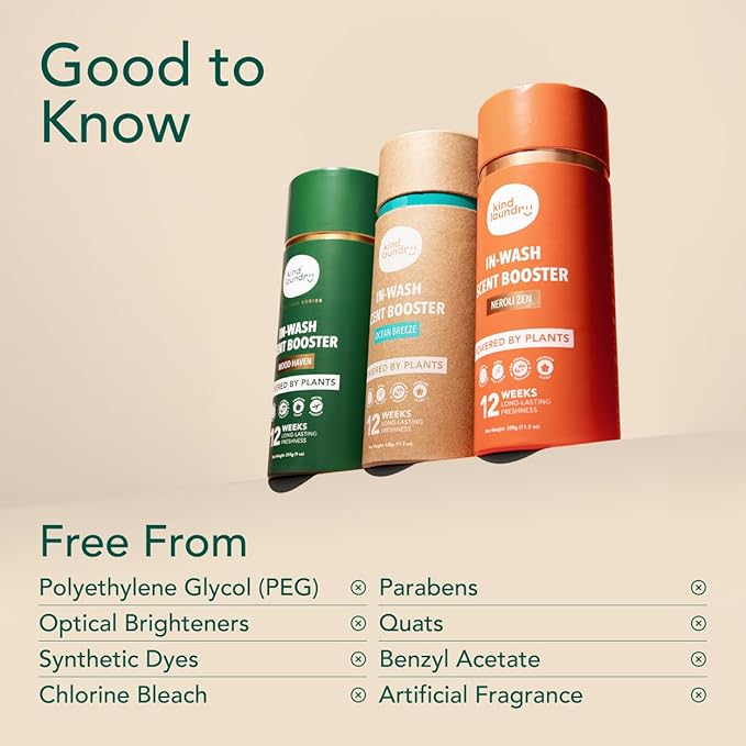 Kind Laundry In Wash Scent Booster Beads - Ocean Breeze - 100% Plant Based - Natural Laundry Booster Beads & Smell Deodorizer - Environment Friendly Odor Eliminator for Clothes (320 grams)