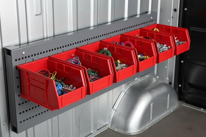 Hudson Exchange 9-1/2" x 6" x 5" Plastic Stackable Storage Bin and Hanging Container (Red, 1 Pack)