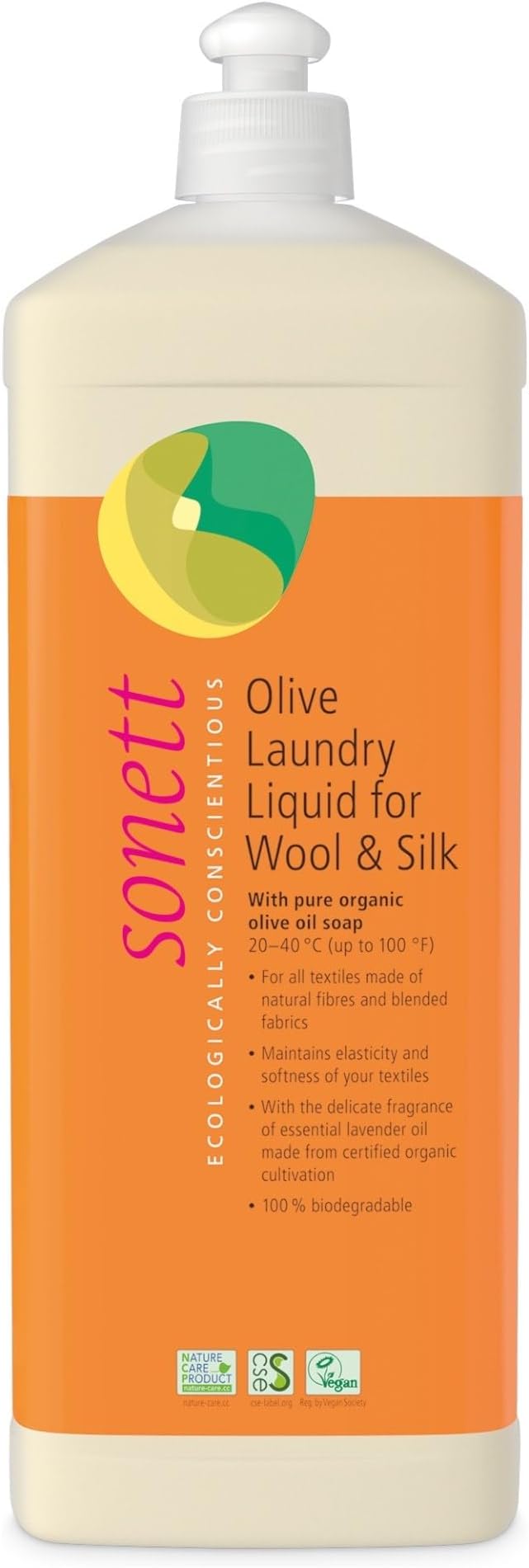 Sonett Organic Olive Laundry Liquid for Wool and Silk, Sensitive skin 34 oz/1L (Olive Laundry Liquid for Wool and Silk)